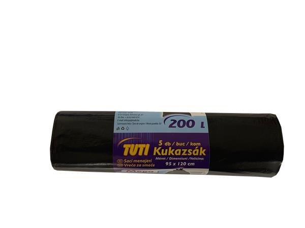 Szemeteszsák, extra erős, 200 l, 5 db, 95x120 cm, 38 µ, TUTI
"Mega", fekete