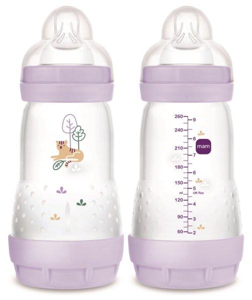 MAM Anti-Colic Matt cumisüveg 260ml 2hó+ Lila Tigris 