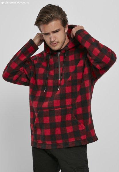 Urban Classics Patterned Polar Fleece Half Zip Hoody redcheck