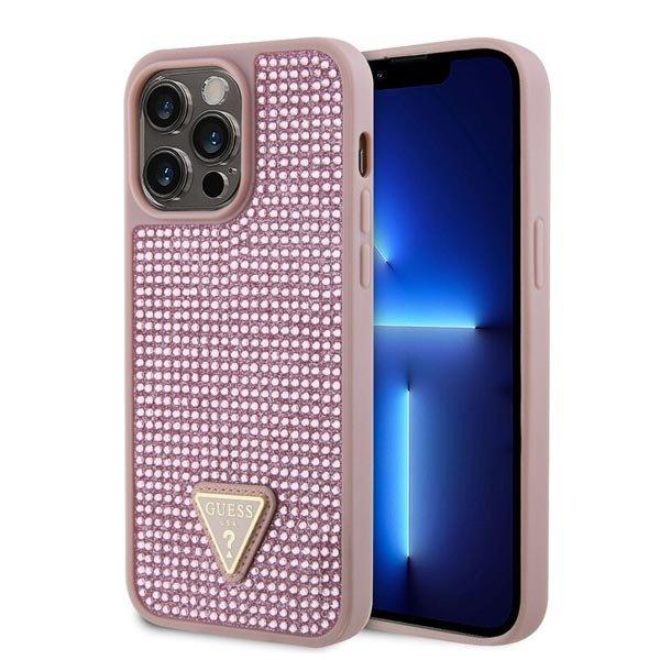 Guess Rhinestones Triangle Metal Logo Tok iPhone 15 Pro Max számára,
rózsaszín