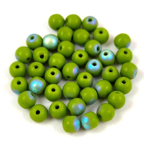 Cseh préselt golyó gyöngy - Opaque Olive AB - 4mm