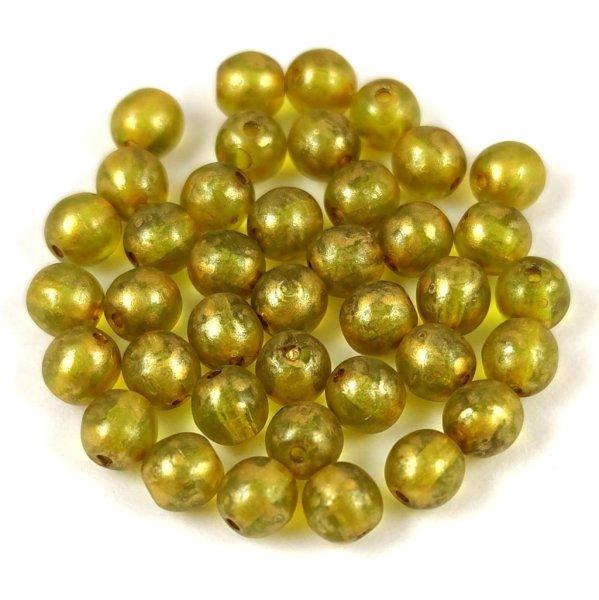 Cseh préselt golyó - Olive Gold Splash - 4mm