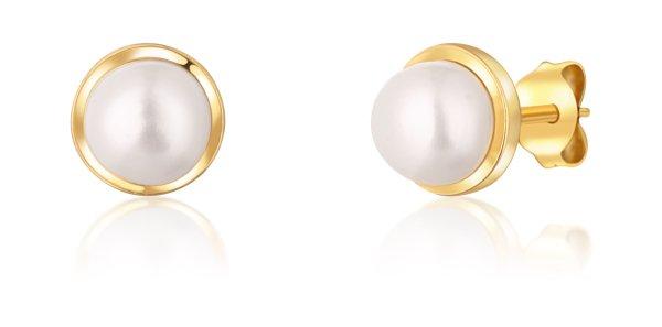 JwL Luxury Pearls Aranyozott fülbevaló folyami gyönggyel JL0735