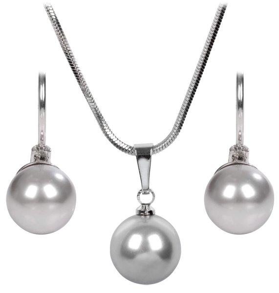 Levien Nyaklánc és fülbevaló szett Pearl Light Grey SET-041