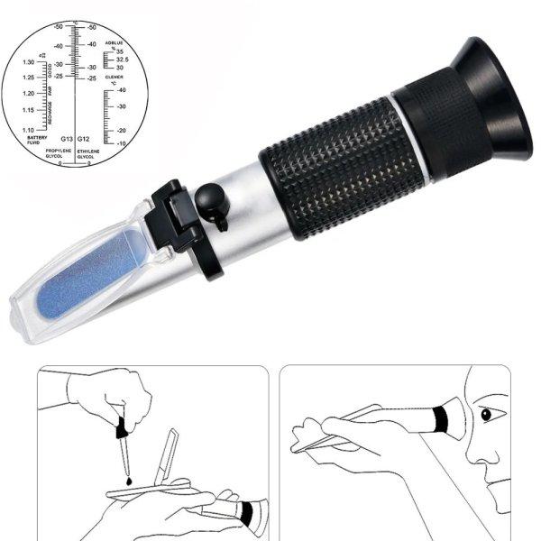 Optikai fagyálló, akkumulátorsav, téli ablakmosó folyadék, adblue mérő /
refractométer / szerszám