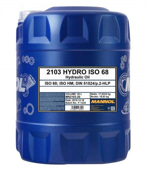 Mannol hydro iso 68 20l 2103 hidraulika olaj din 51524 hm hlp