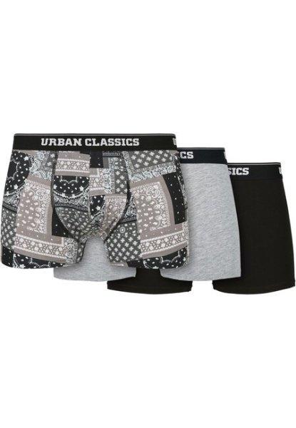 Urban Classics Organic Boxer Shorts 3-Pack bandana grey+grey+black