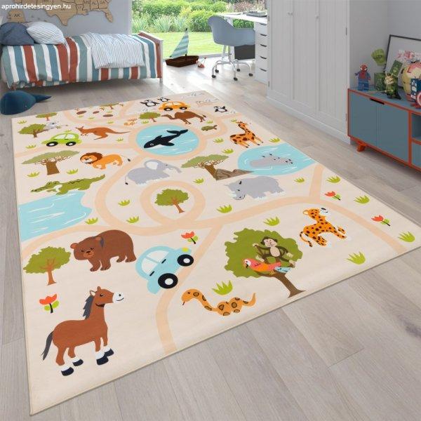 Csúszásmentes gyerekszőnyeg állatkert - színes gyerekszoba szőnyeg 80x150
cm