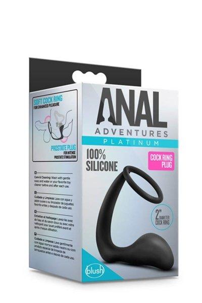  ANAL ADVENTURES COCK RING PLUG BLACK 