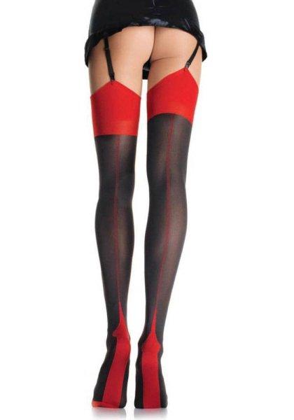  Contrast Top Thigh High Black/Red O/S 