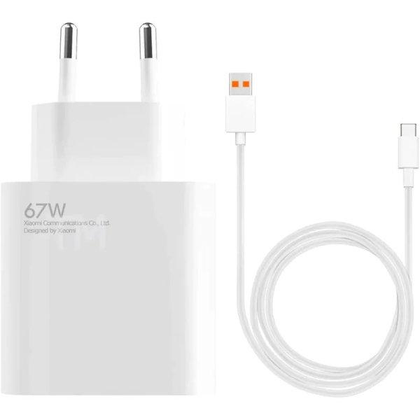 Xiaomi MDY-12-EH gyári hálózati fehér gyors (Turbo) töltőfej 3,25A 67W USB
- Type-C gyorstöltő adatkábellel 1m 6A