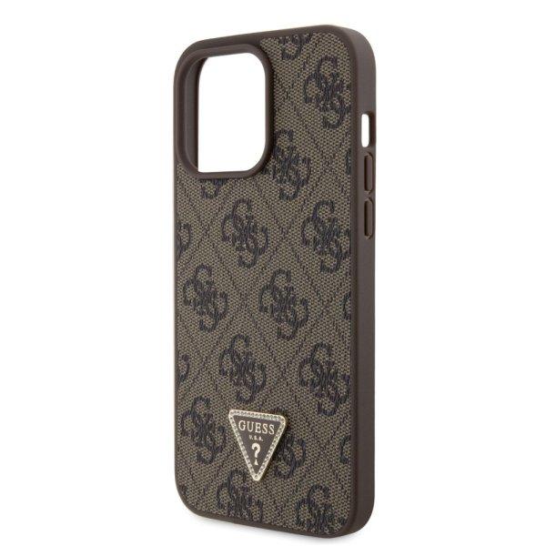 Guess Apple iPhone 15 Pro Max (6.7) 4G Strass Triangle Metal Logo hátlapvédő
tok barna (GUHCP15XP4TDPW)