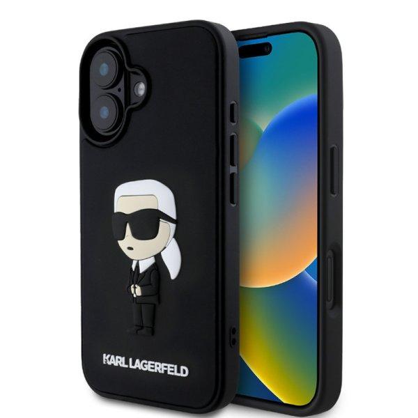 Karl Lagerfeld 3D Rubber Ikonik Apple iPhone 16 (6.1) hátlapvédő tok fekete
(KLHCP16S3DRKINK)