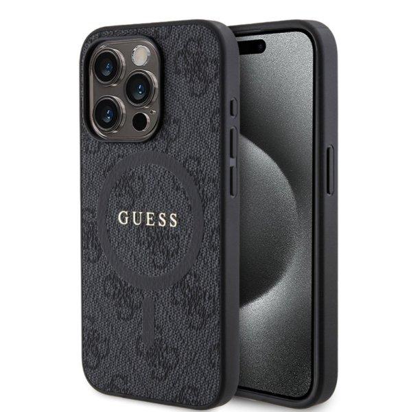 Guess PU Leather Colored Ring MagSafe Apple iPhone 15 Pro (6.1) hátlapvédő
tok fekete (GUHMP15LG4GFRK)