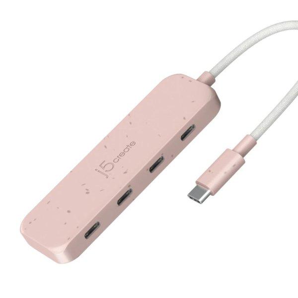 j5create Eco-Friendly USB-C to 4-Port Type-C Gen 2 Hub Earth Rose