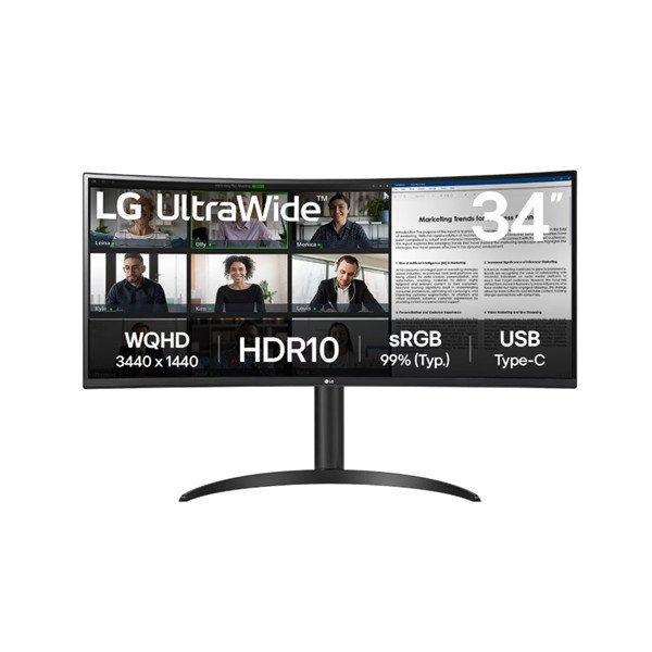 LG ívelt monitor 34" 34WR55QK, 3440x1440, 21:9, 300cd/m2, 5ms,
HDMIx2/DisplayPort/USB-C