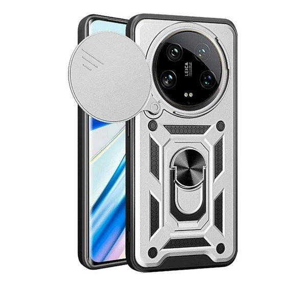 Defender műanyag telefonvédő (ütésállóság, szilikon belső,
tartógyűrű, kameravédő) EZÜST Xiaomi 14 Ultra
