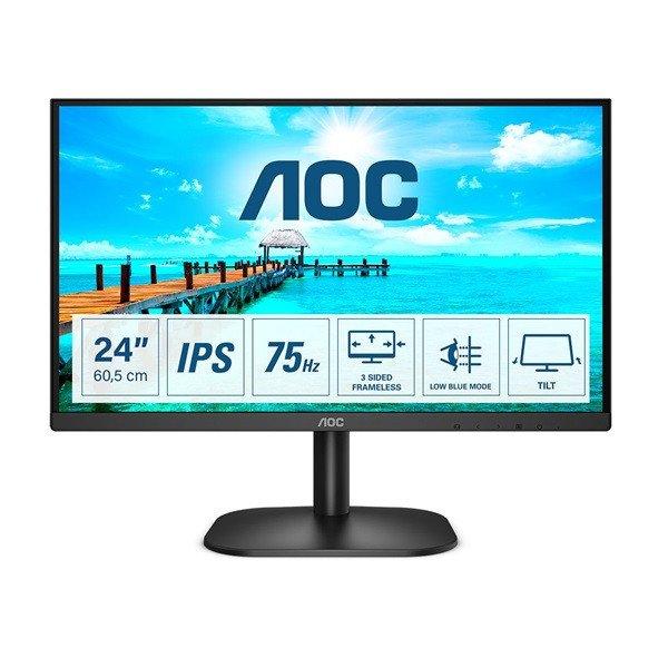 AOC IPS monitor 23.8" 24B2XH/EU, 1920x1080, 16:9, 250cd/m2, 4ms, VGA/HDMI