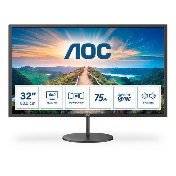 AOC IPS monitor 31.5" Q32V4, 2560x1440, 16:9, 250cd/m2, 4ms,
HDMI/DisplayPort, hangszóró