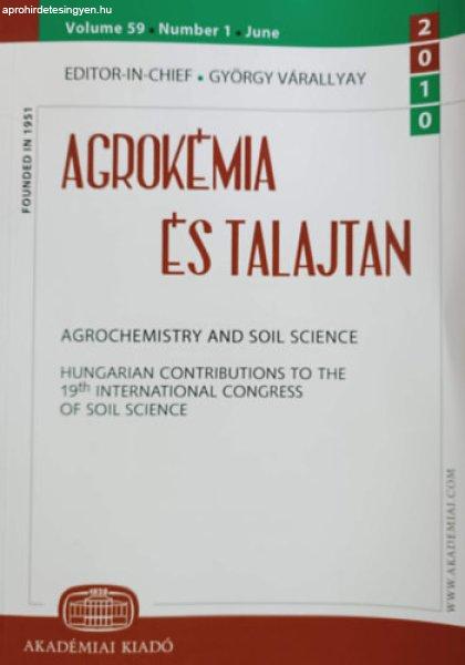 Agrokémia és talajtan vol. 59. num. 1. (2010. június) - Agrochemistry and
Soil Science - Várallyai György