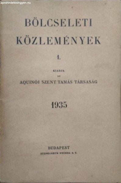 Bölcseleti közlemények 1. (1935) -