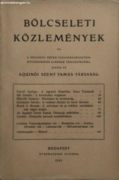 Bölcseleti közlemények 10. (1944) -