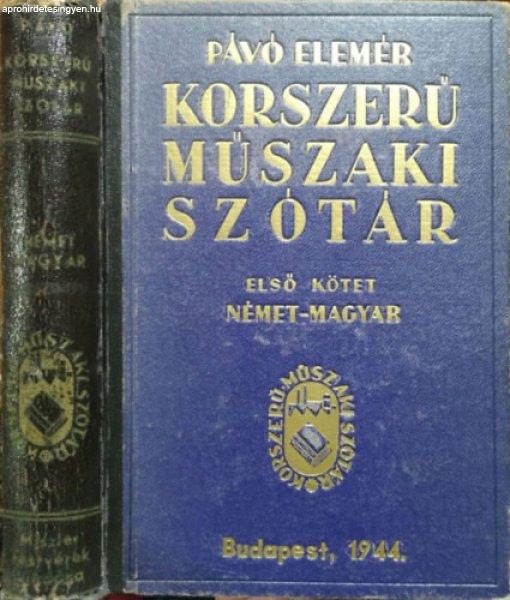 Korszerű műszaki szótár I. (német-magyar) - Pávó Elemér