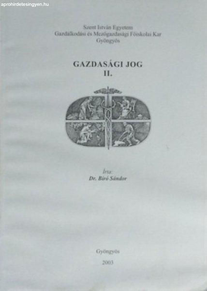 Gazdasági jog II. - Dr. Bíró Sándor