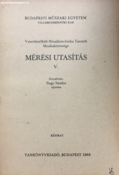 Mérési utasítás V. - Budapesti Műszaki Egyetem Villamosmérnöki Kar - Nagy
Sándor