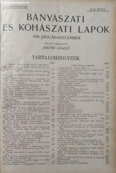 Bányászati és kohászati lapok 1941 január - december - Jakóby László
(szerk.)