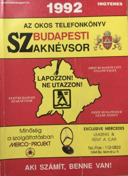 Budapesti szaknévsor - Az okos telefonkönyv 1992 -