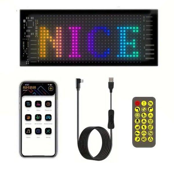 Matrix Pixel LED panel, Bluetooth vezérlés, Alkalmazással programozható,
16x32 LED, 7x17cm, vízálló