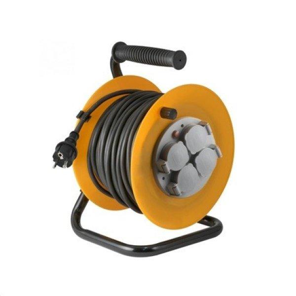 Somogyi Home HJR10-30/1.5 Kábeldob, fém talp, 4 földelt aljzat, 30m, IP44