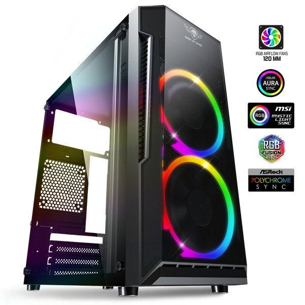 Spirit of Gamer Számítógépház - Deathmatch 3 RGB (fekete, ablakos, 2x12cm,
ventilátor mATX, ITX, 1xUSB3.0, 2xUSB2.0)