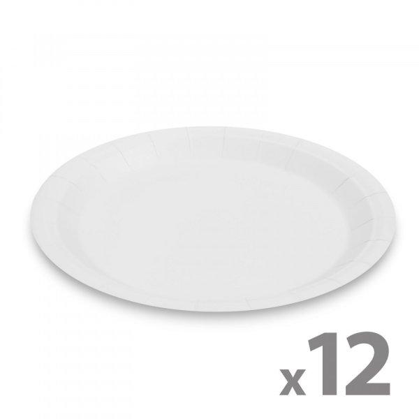Papírtányér szett - fehér - 23 cm - 12 db / csomag (58235A)