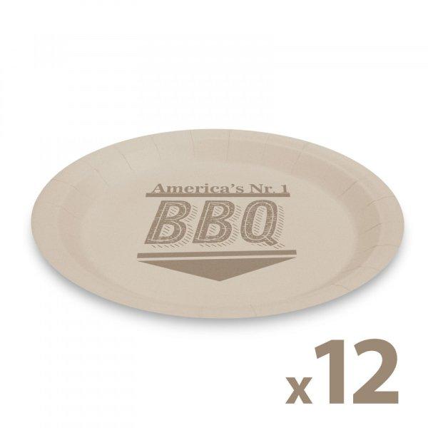 Papírtányér szett - BBQ - 23 cm - 12 db / csomag (58235D)