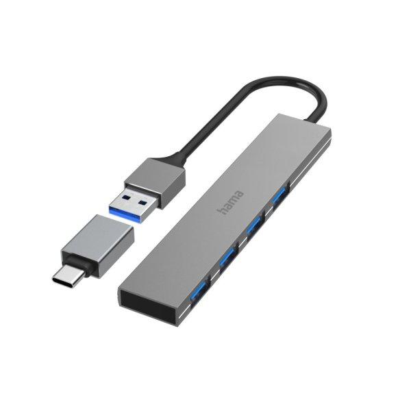 Hama FIC USB GEN1 HUB 4 PORT 5Gb/s és USB Type-C OTG (200141)