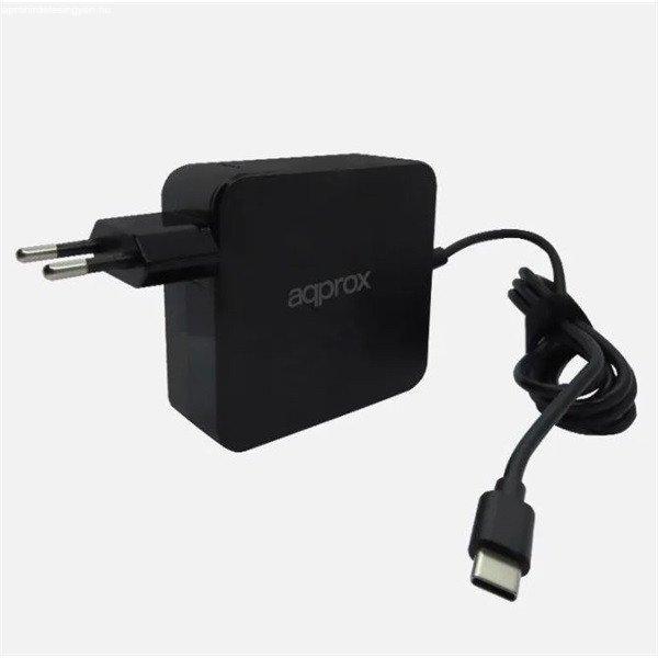 APPROX Notebook adapter 90W - Univerzális USB Type-C töltő, 5V/3A, 9V/3A,
12V/3A, 15V/3A, 20V/4.5A, Fekete