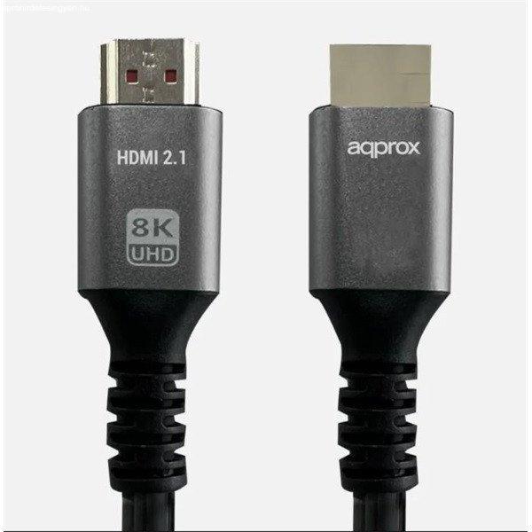 APPROX Kábel - HDMI 2.1 kábel apa/apa 1m (UHD 8K, 4K, FHD, aranyozott, HDR10,
HDCP 2.2, Dolby TrueHD, ARC)