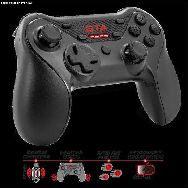 Advance Gamepad Vezeték Nélküli - GTA Gamepad (USB, 12 gomb, PC és PS3
kompatibilis, fekete-piros)