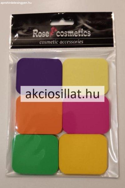 Rose Cosmetics Kozmetikai szivacs 6 db-os színes lapos téglalap alakú