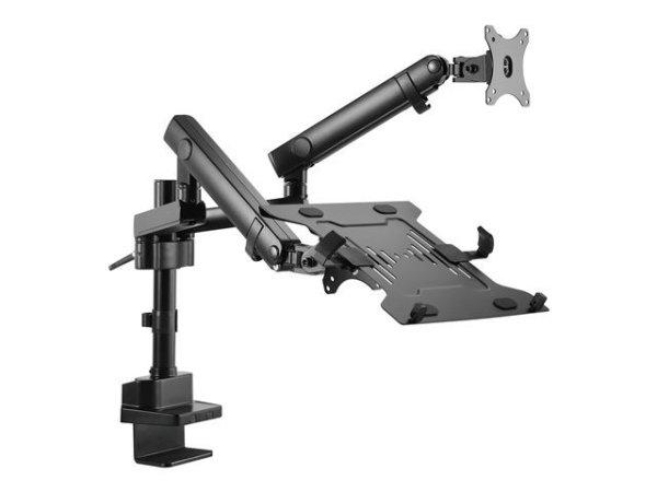 GEMBIRD Desk mounted adjustable monitor arm with notebook tray - full-motion