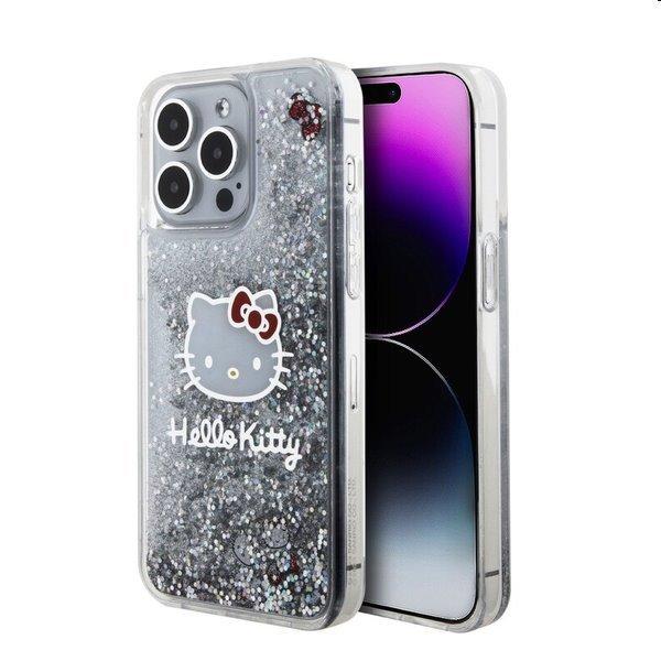 Hello Kitty Liquid Glitter Electroplating Head Logo hátlapi tok Apple iPhone 15
Pro Max számára, átlátszó