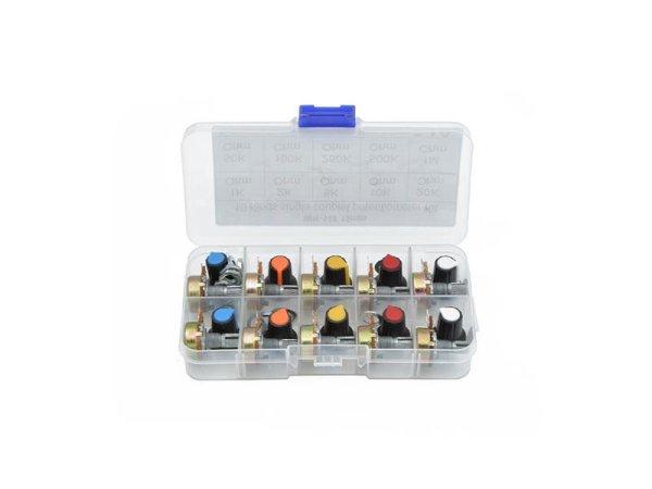 Set of potentiometers with knobs 1K-1M/N mono