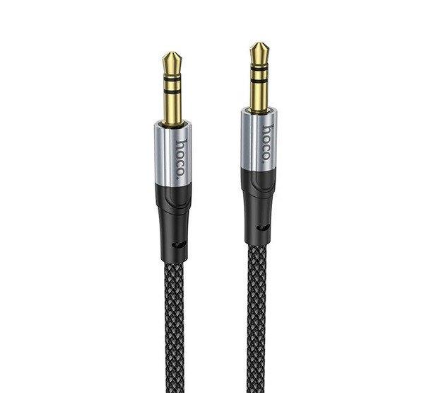 HOCO audió kábel (3.5mm jack - 3.5mm jack, 100cm, AUX, cipőfűző) FEKETE