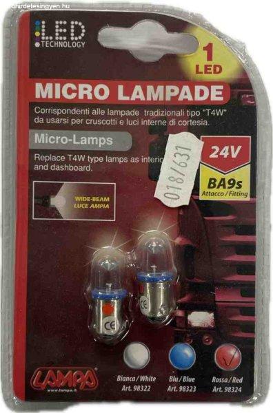 Lampa 98324 24V BA9s 1 LED-es piros izzó, 2 db-os csomag