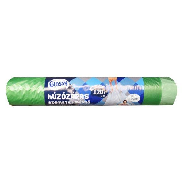 Szemeteszsák önzáró szalaggal 120 liter 70 x 110 cm 10 db/tekercs Glossy
fekete