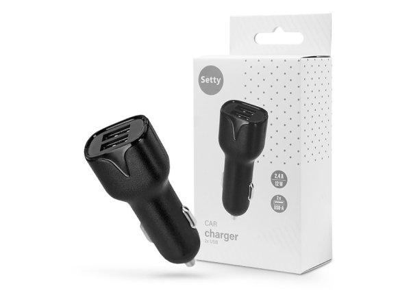 Setty 2xUSB szivargyújtó töltő adapter - 12W - Setty Car USB Charger with 2
USB Ports - fekete