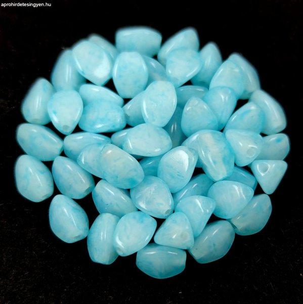 Cseh préselt Pinch gyöngy - Alabaster Milky Aqua - 5x3 mm