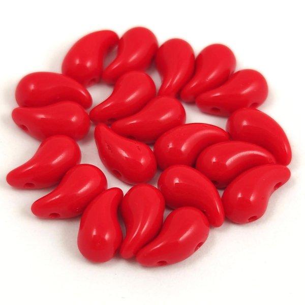 Zoliduo cseh préselt 2lyukú gyöngy - Opaque Red - 5x8mm - BALOS